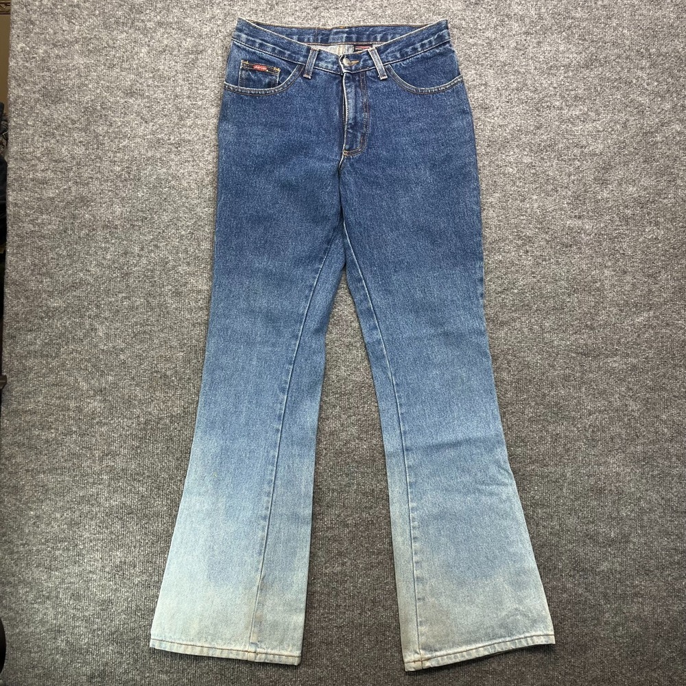 Just USA‎ Flared Jeans Women's 9 Blue Denim Dip Dye Wide Leg USA Made - 29X32